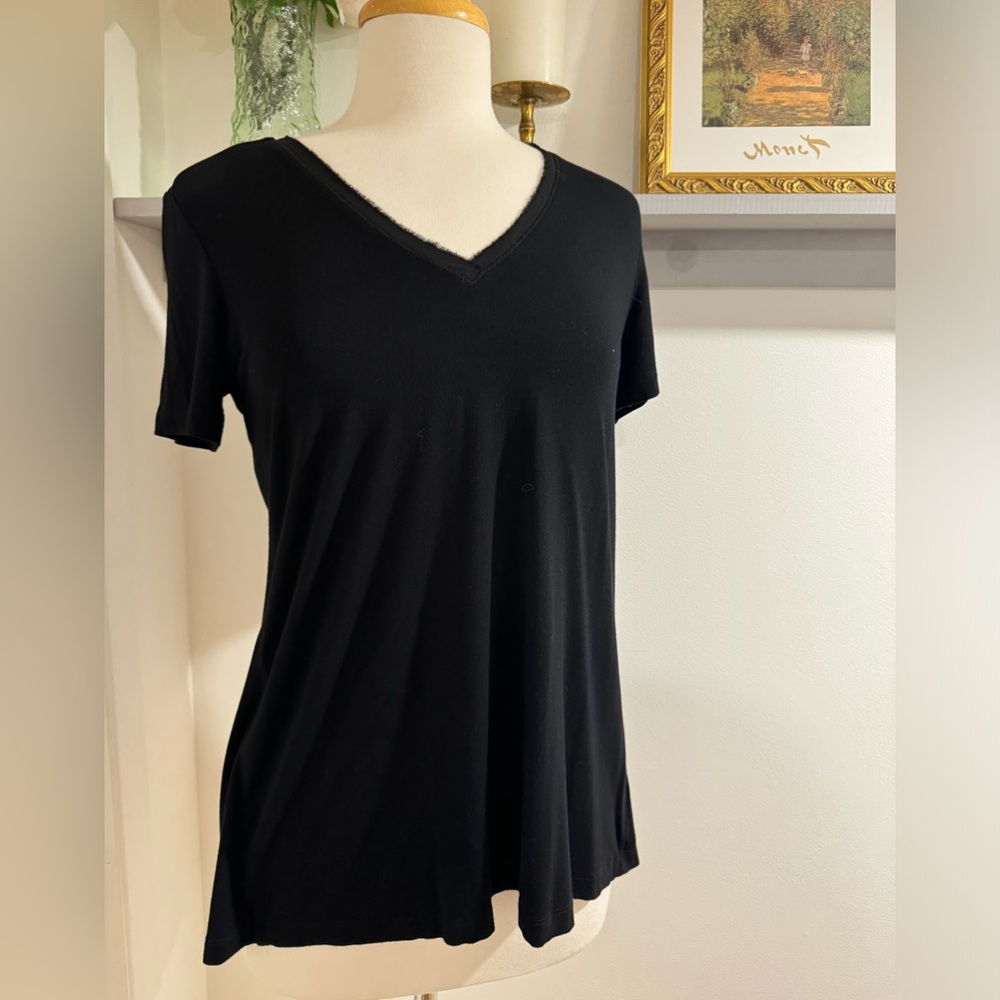 Beautiful V-Neck Top with Black Design- Tristan, Size Small